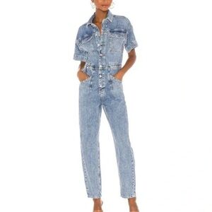 FREE PEOPLE Marci Denim Coverall in Wash Clear Skies